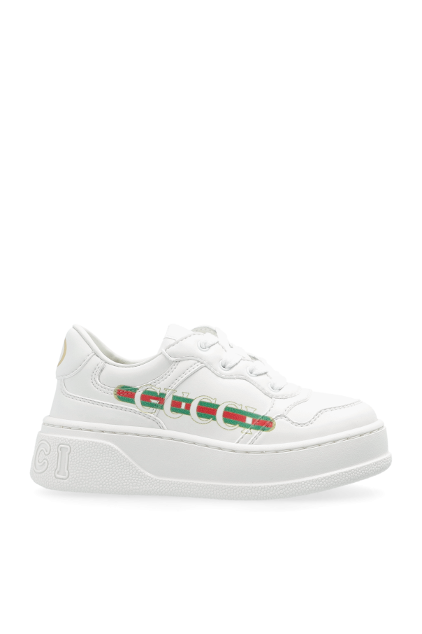 GUCCI スニーカー　33 キッズ　21cmほど ホワイト　ロゴ Children's Gucci Ace leather sneaker in white leather